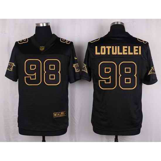 Nike Panthers #98 Star Lotulelei Black Mens Stitched NFL Elite Pro Line Gold Collection Jersey